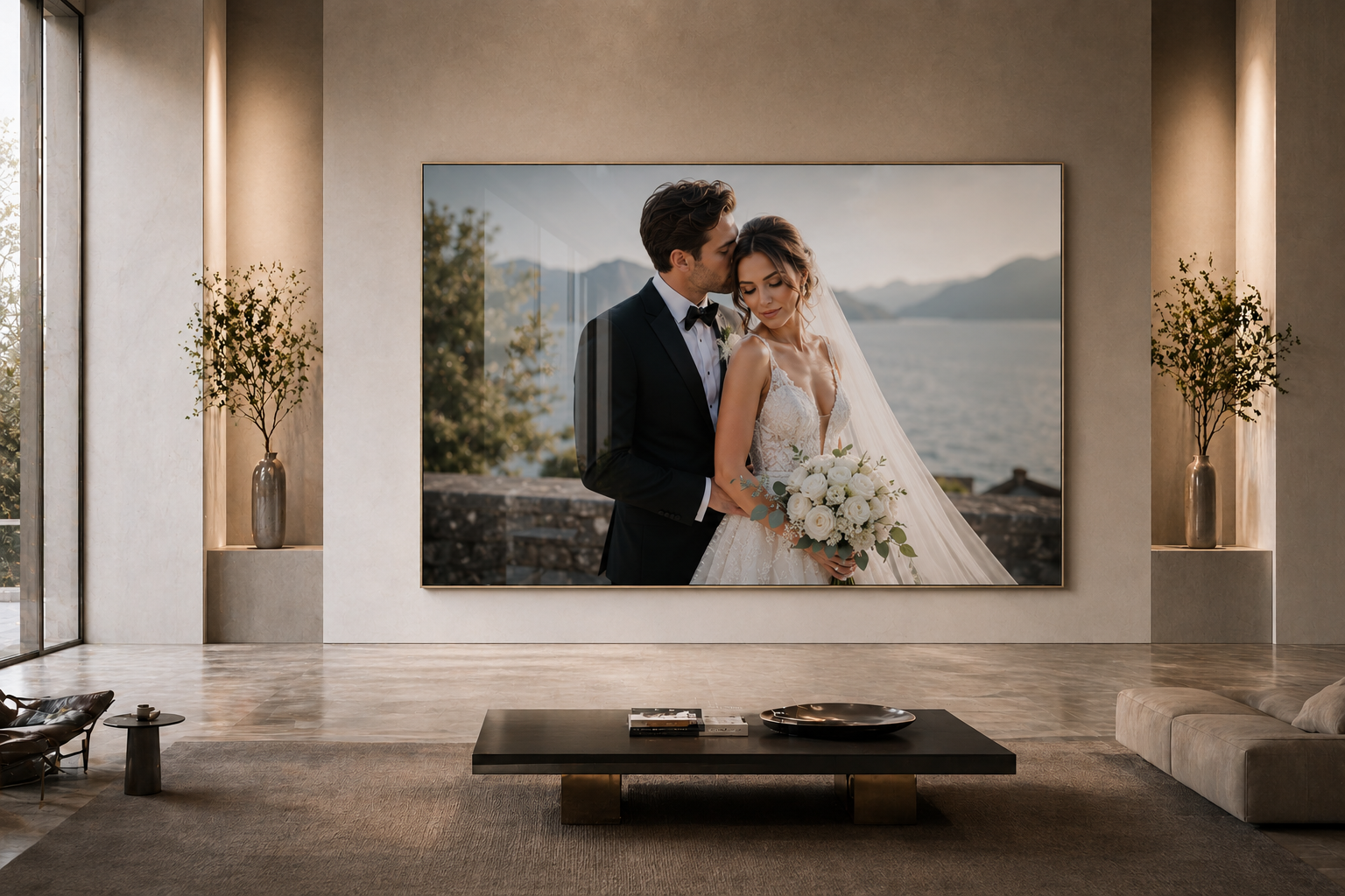 One large-format Wedding in Art Statement Piece as the focal point of a room