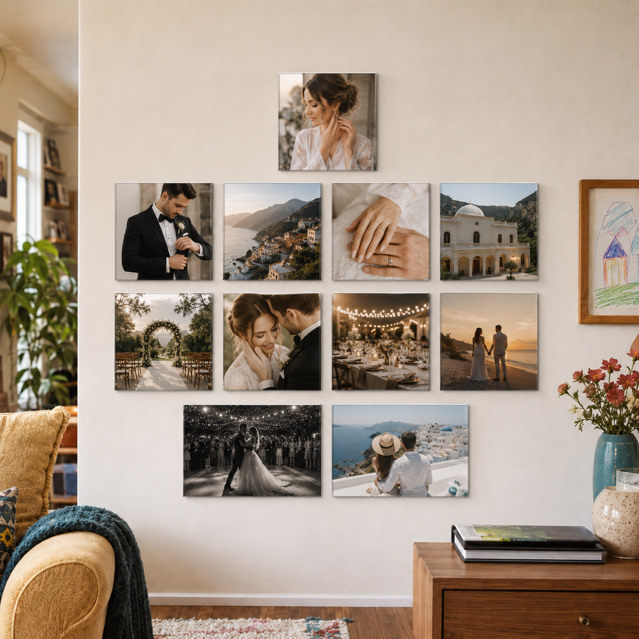 Wedding Mini Collage made from several wedding memories on a personal gallery wall
